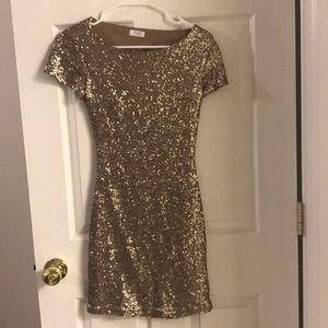 NYE Gold Sequin Open Back Dress